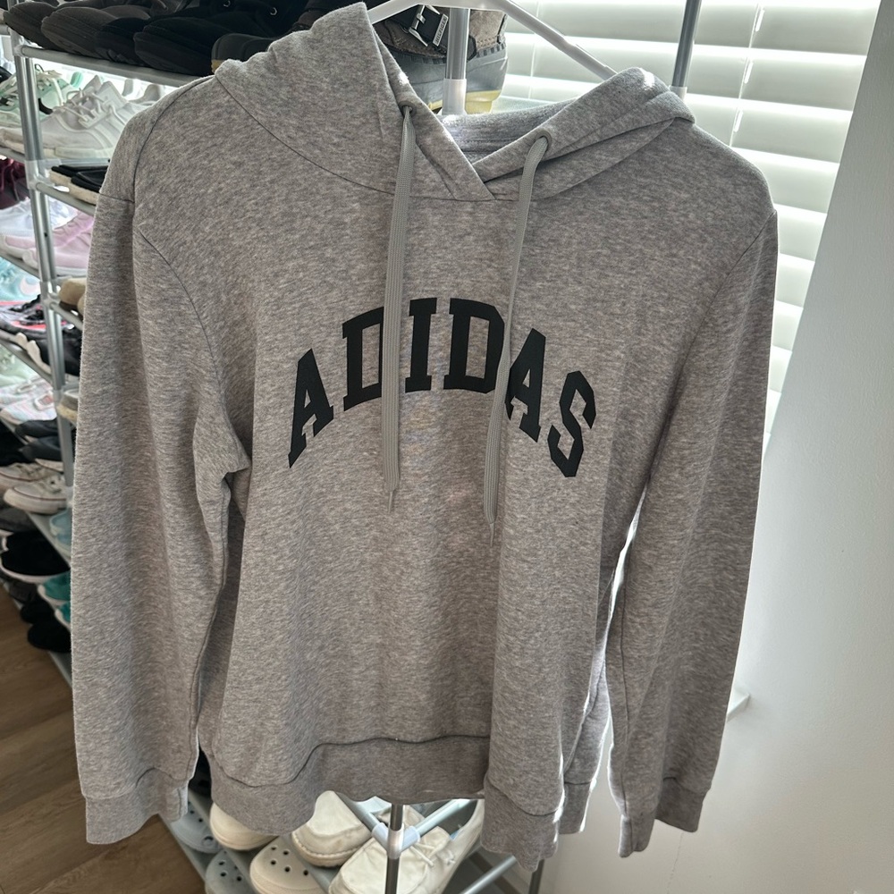 adidas Gray Crewneck Hoodie with Black Logo